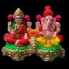Pair of Goddess Lakshmi and Lord Ganesh Murti, Terracotta Clay Idol