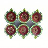Colorful Clay Diyas (7) For Festivals or Prayers, Set of 6. Traditional and Handcrafted. These earthen clay diyas have been used