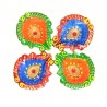 Colorful Clay Diyas (2) For Festivals or Prayers. Traditional and Handcrafted. These earthen clay diyas have been used for Diwal