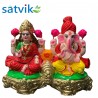 Pair of Goddess Lakshmi and Lord Ganesh Murti, Terracotta Clay Idol